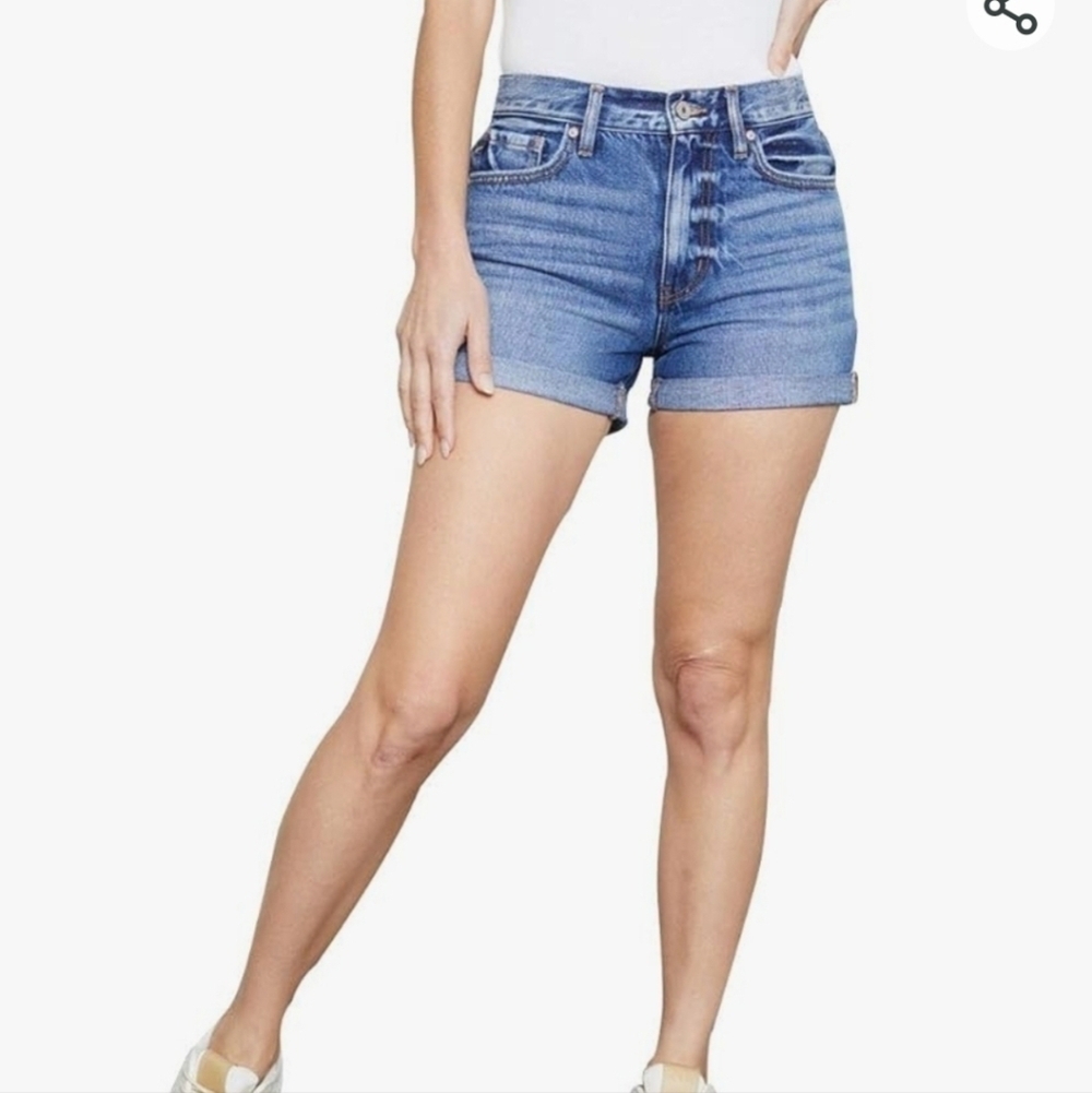 Kancan Relaxed Bermuda Jean Shorts 26 100% Cotton Raw Hem or Cuff 5" inseam